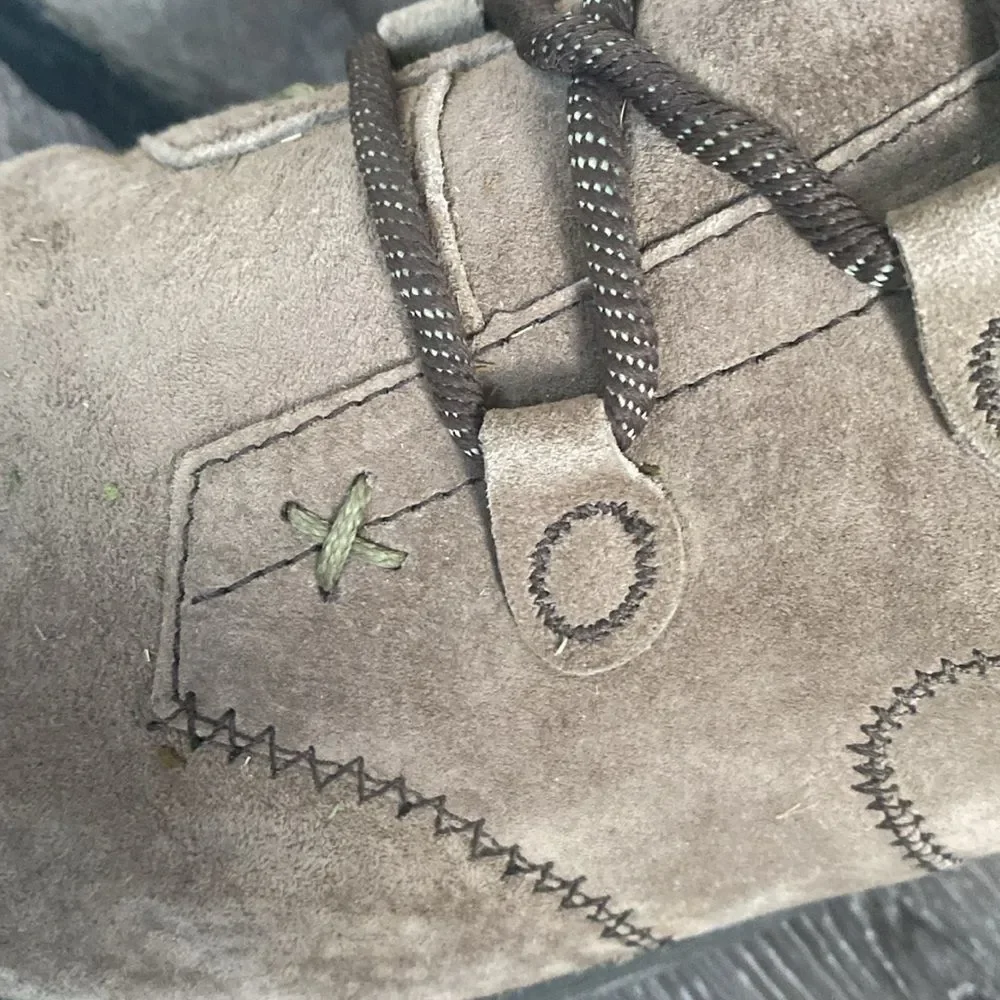 Teva Tan & Mint Green Suede Boots Lace-Up Tons of Details Insulations Boho sz11